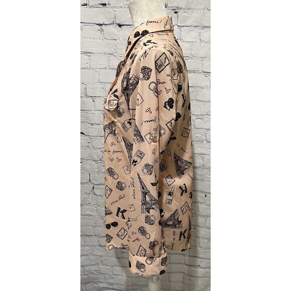 Karl Lagerfeld Paris Eiffel Tower Blouse Long Sleeve Light Weight Size Small - Picture 3 of 7